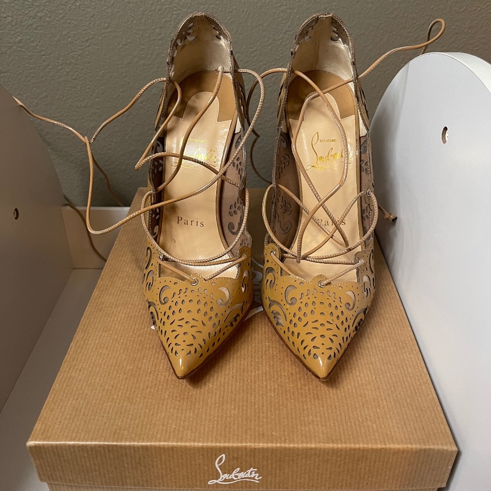 Christian Louboutin Impera 120 Patent/PVC Nude